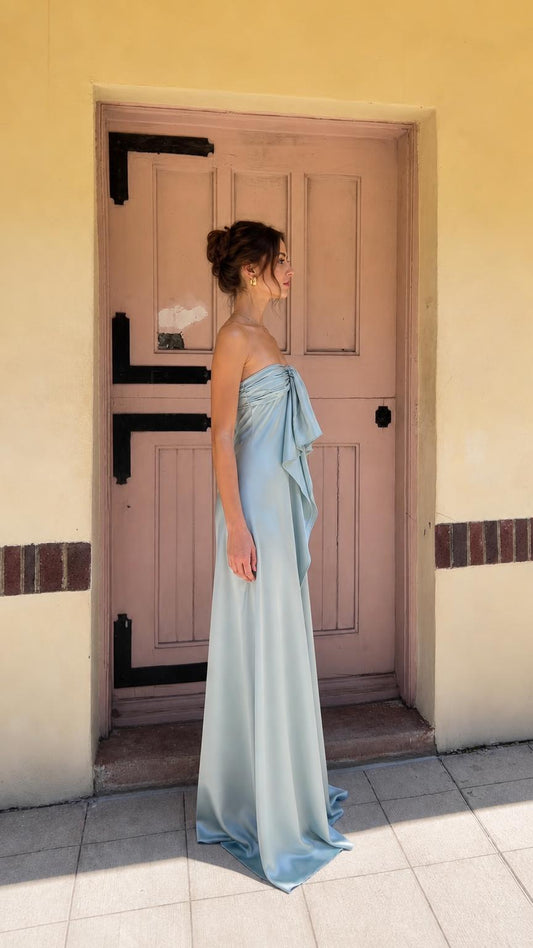Sage green maxi dress side profile view