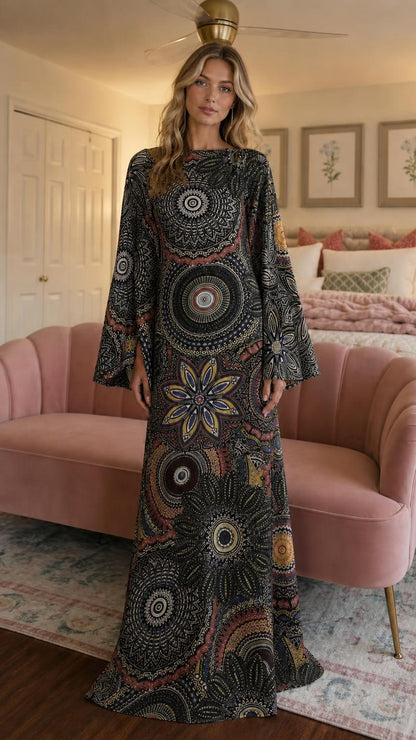 Front view of black color variant maxi dress